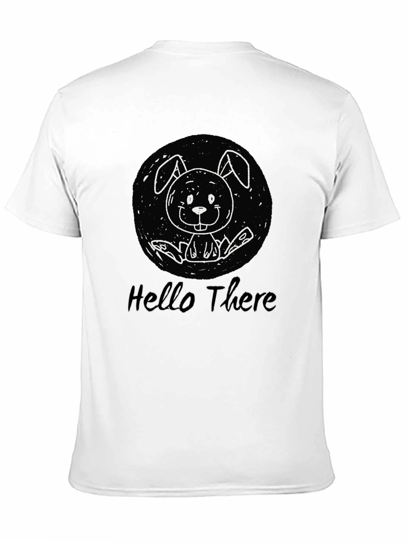 Black Hello There Bunny Graphic T-Shirt - Unisex Cotton Tee view 11
