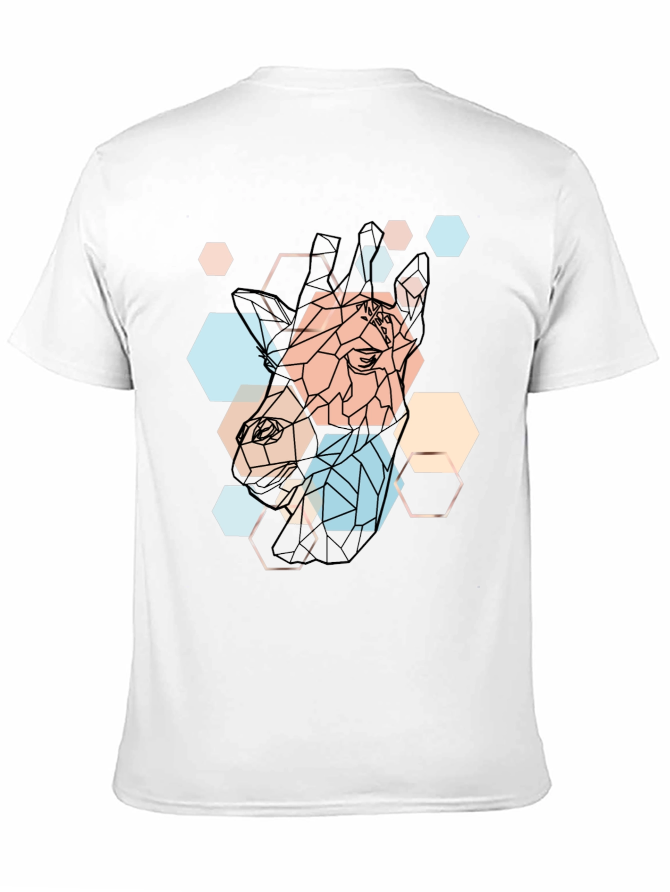 Black Geometric Giraffe Print Black T-Shirt view 11