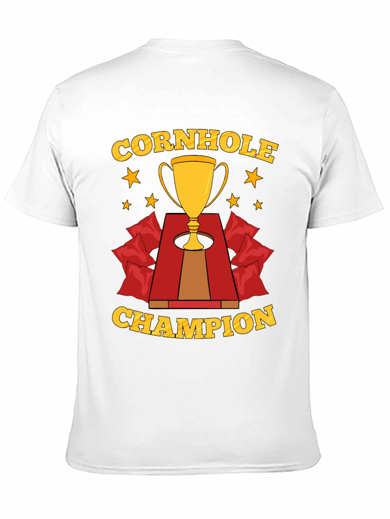 Black Cornhole Champion T-Shirt, Trophy Design view 11