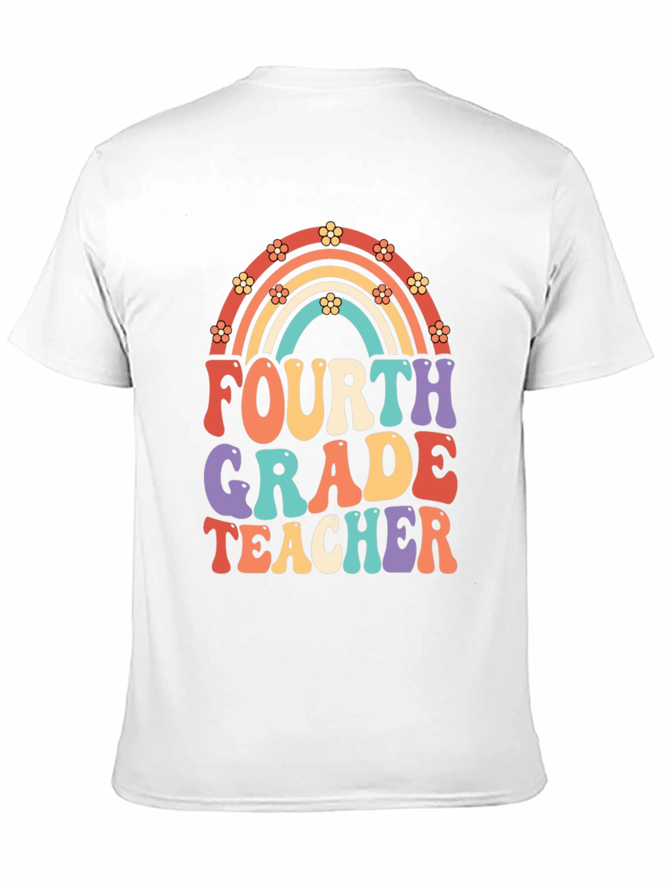 Black Fourth Grade Teacher Retro Rainbow T-Shirt view 11