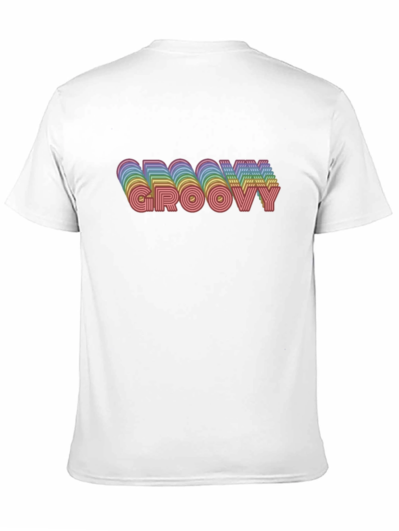 Black Groovy Retro Rainbow Graphic Tee - Black Cotton T-Shirt view 11
