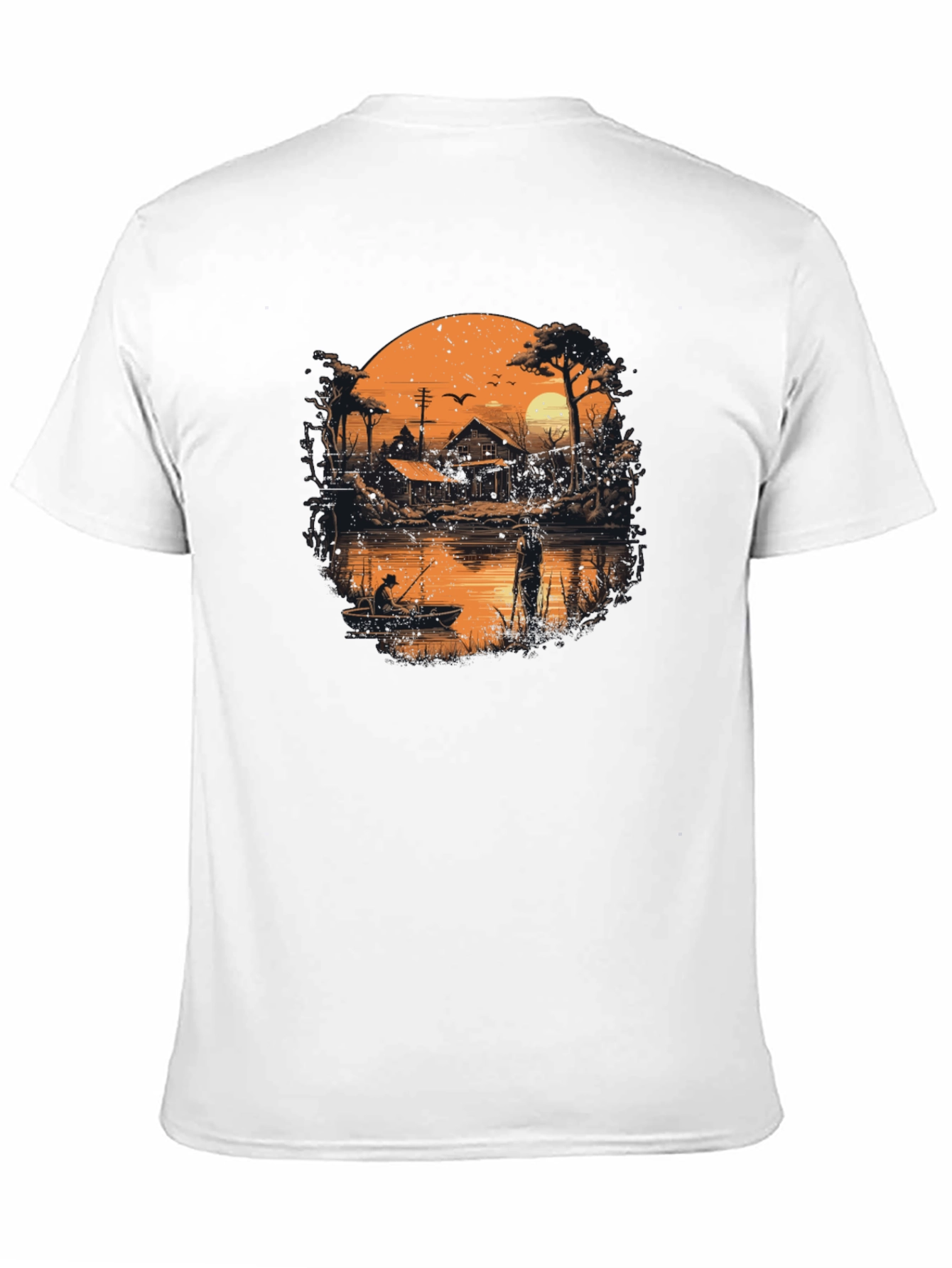 Black Fishing at Sunset Graphic T-Shirt view 11