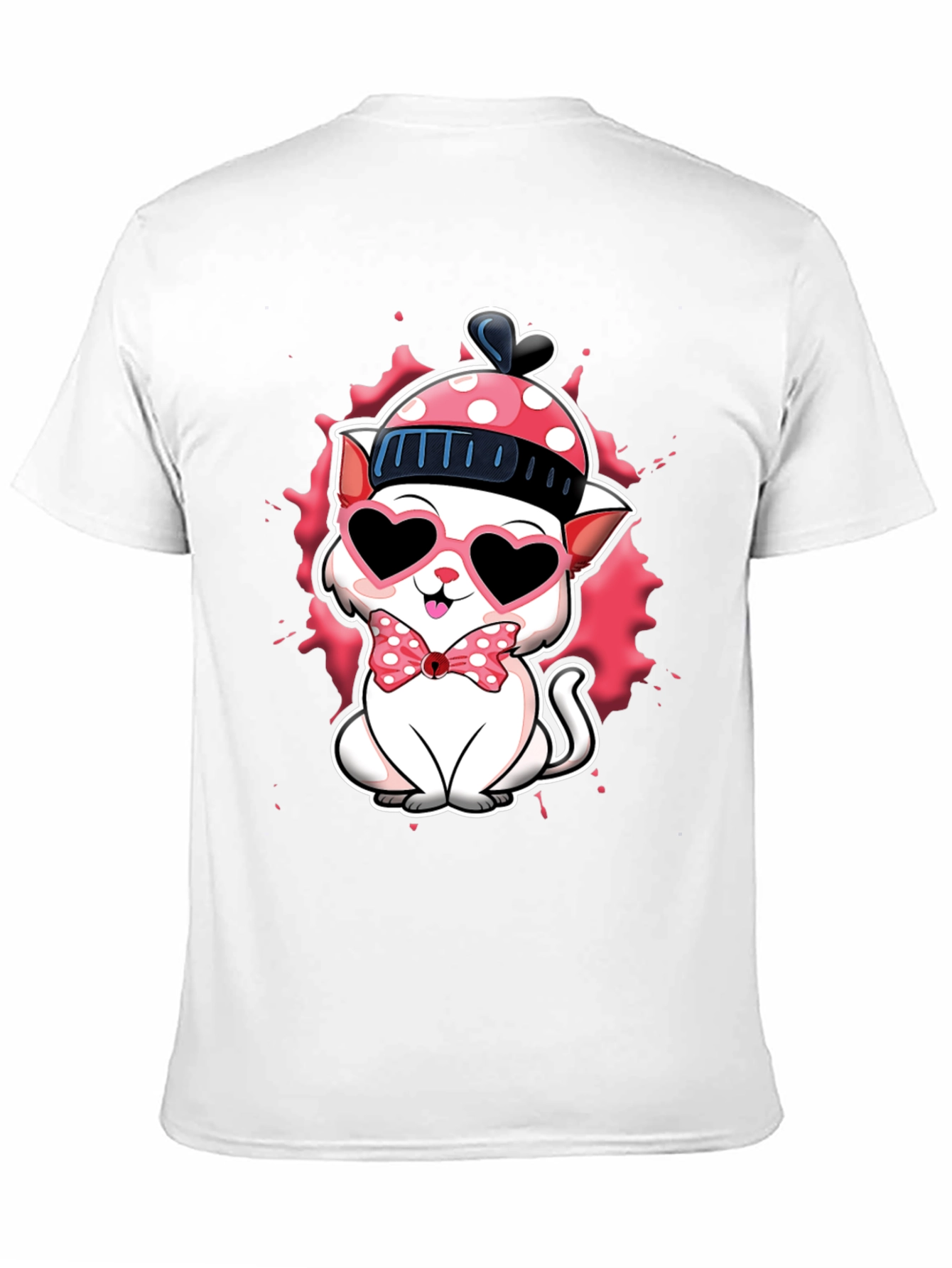 Black Cute Valentine Cat T-Shirt view 11