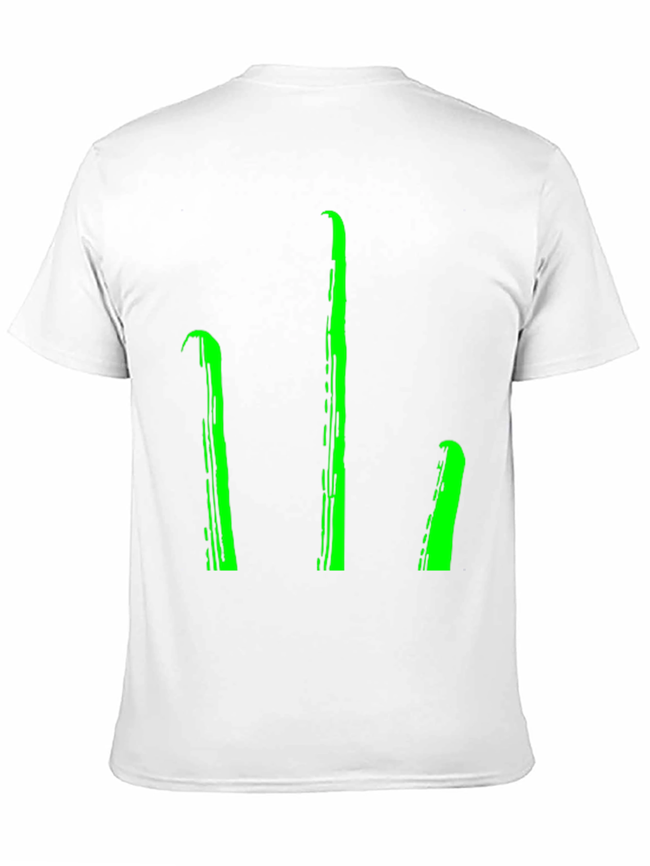 Black Men's Black T-Shirt with Green Stylized Trident Design view 11