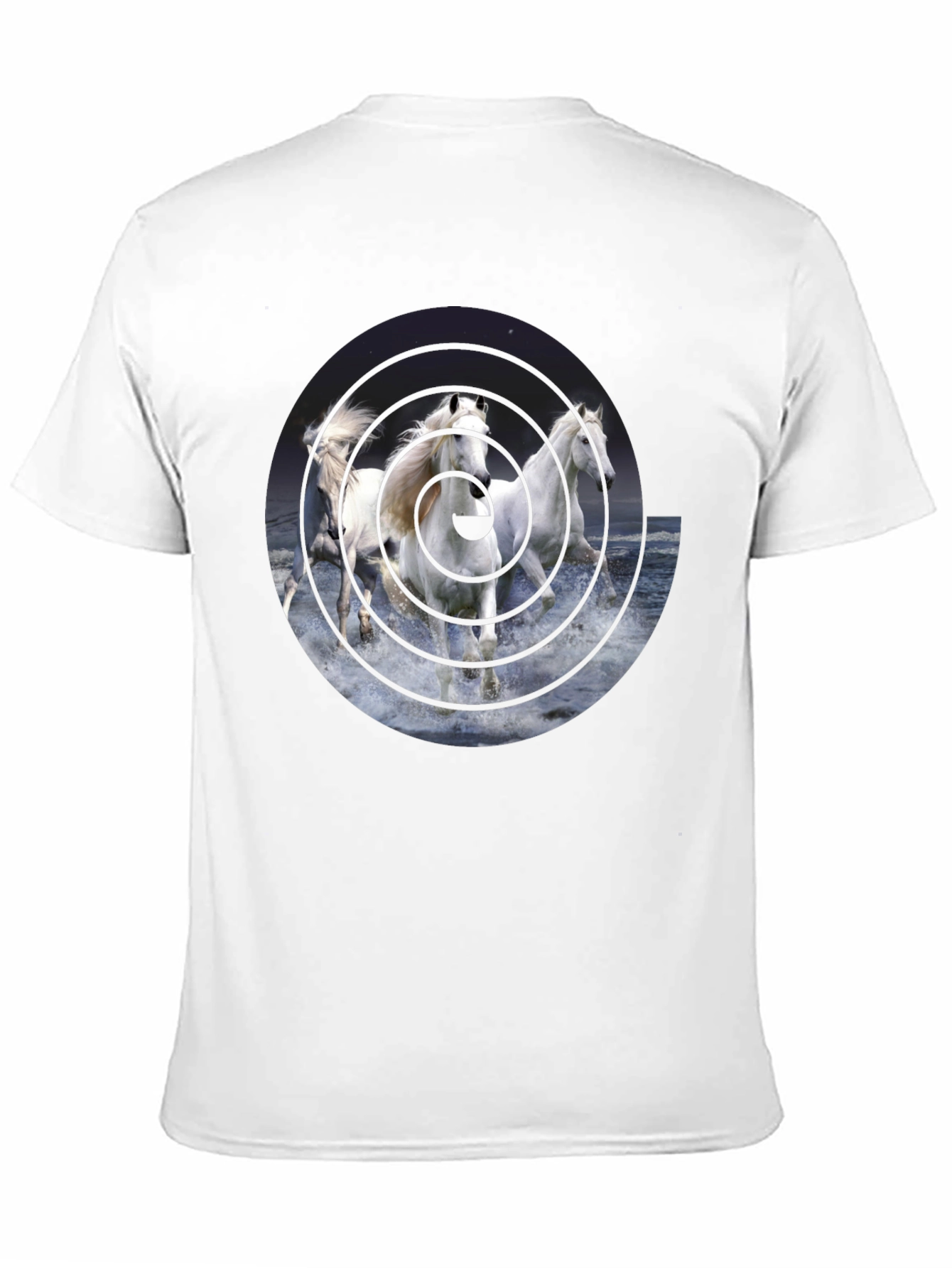 Black Equine Vortex Black T-Shirt - Unique Horse Design view 11