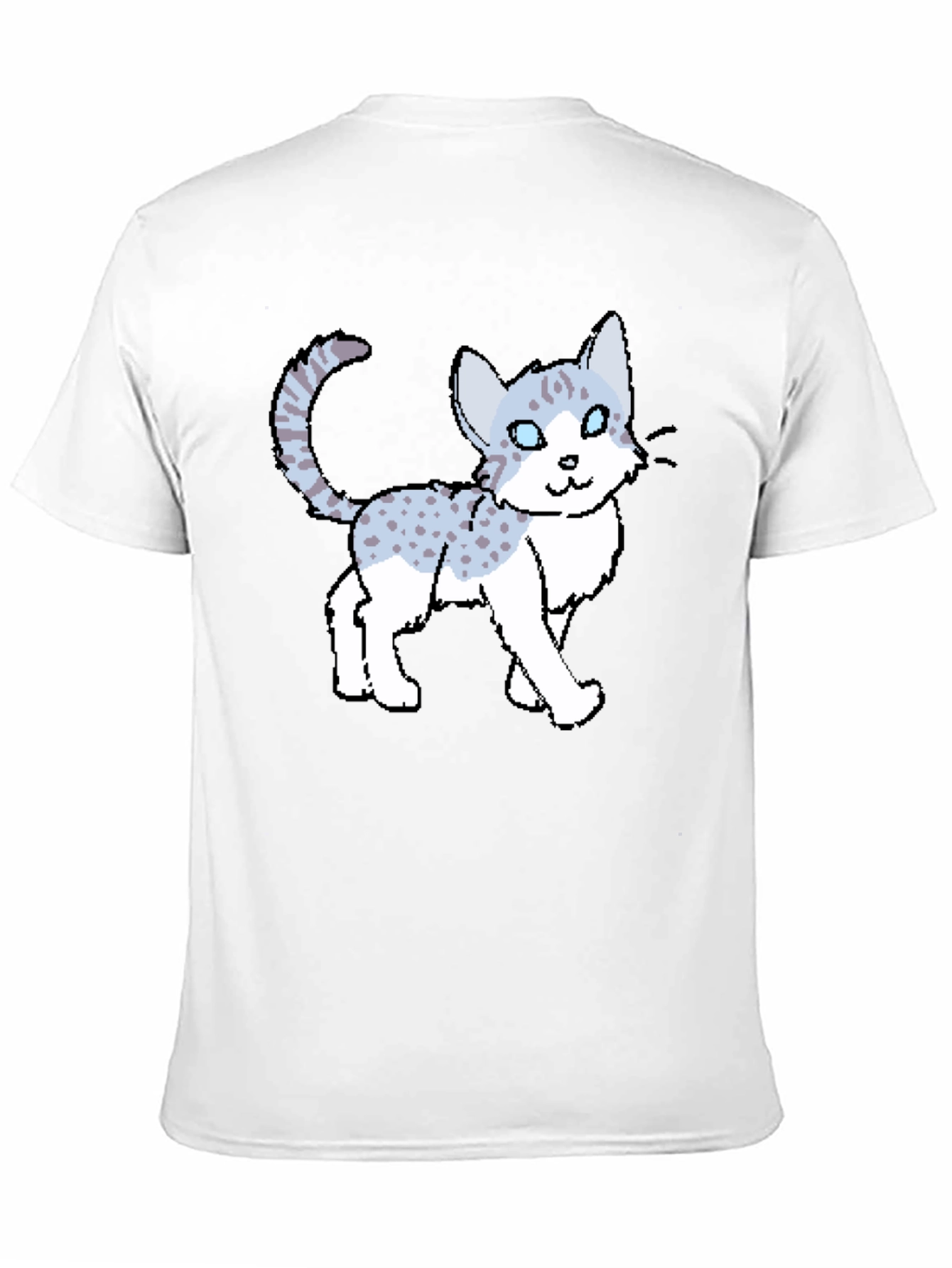 Black Cartoon Cat Print Black T-Shirt view 11