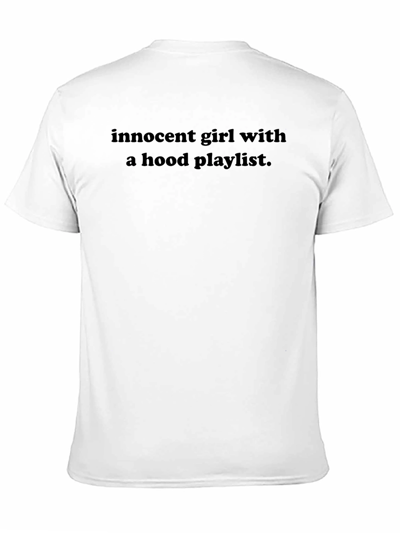 Black Innocent Girl with a Hood Playlist T-Shirt view 11