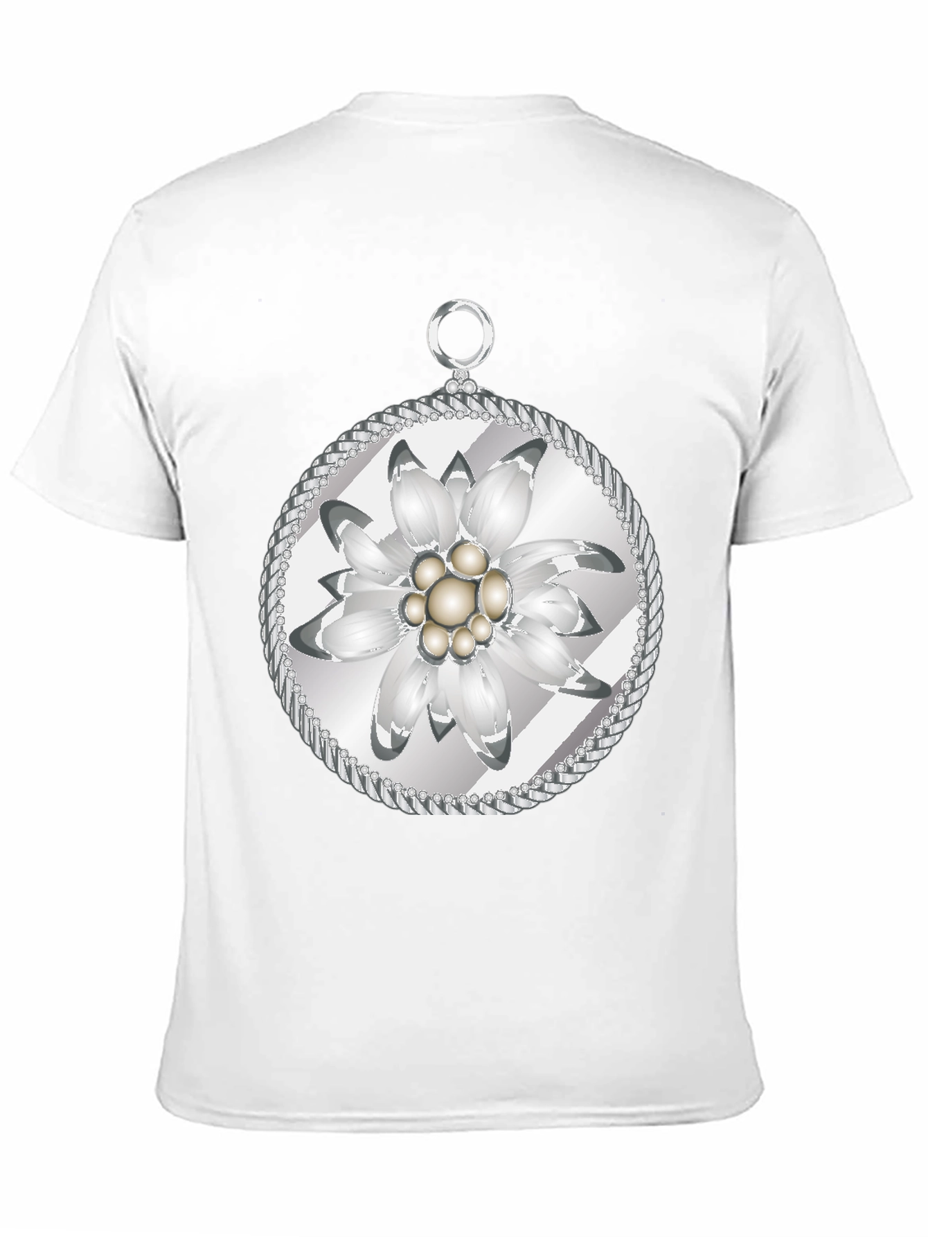 Edelweiss Flower T-Shirt - Black Cotton Tee - 11