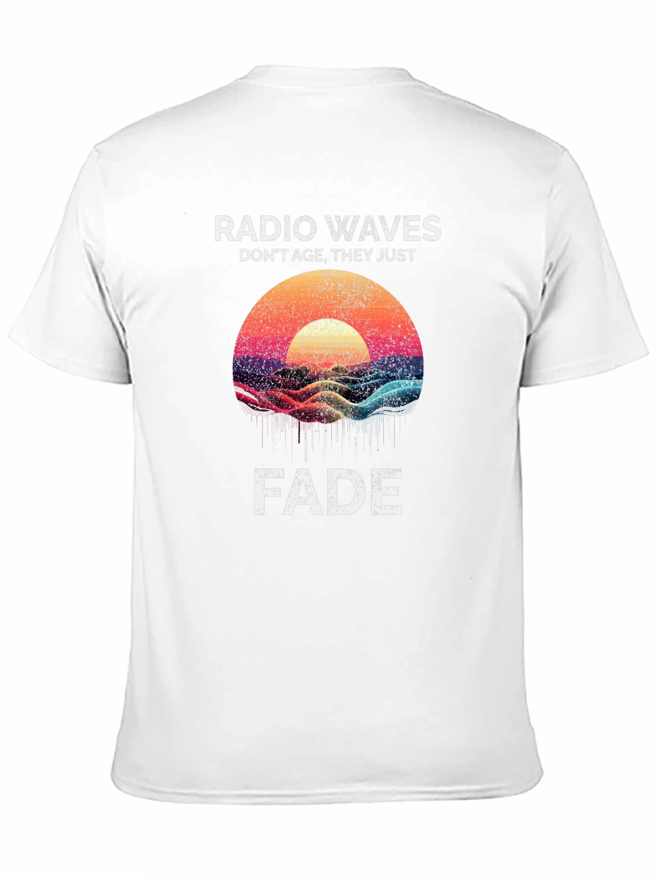 Black Radio Waves Graphic T-Shirt - Sunset Fade Design view 11