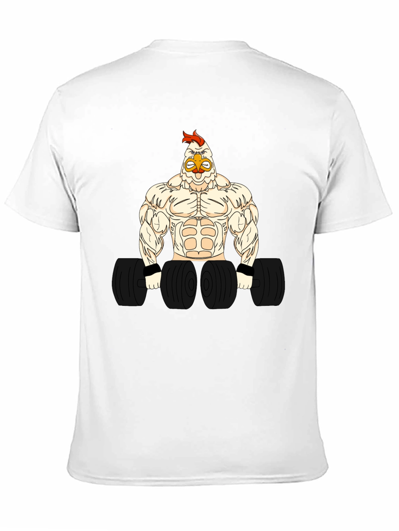 Black Funny Gym Chicken Graphic T-Shirt - Bodybuilder Rooster view 11