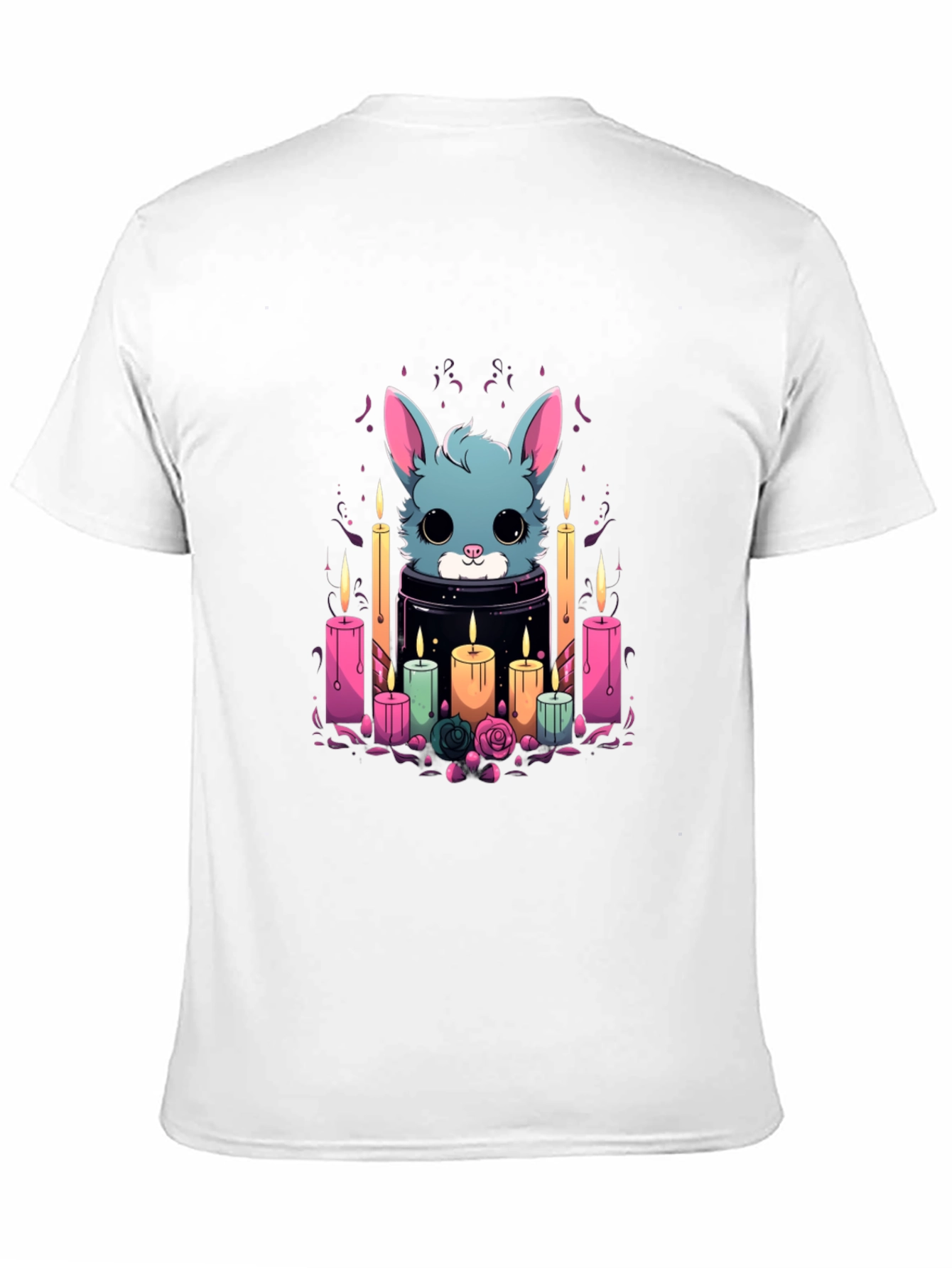 Black Cute Bunny Candle T-Shirt - Stylish Graphic Tee view 11