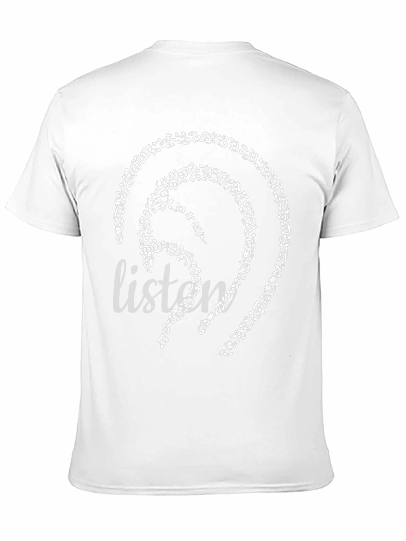 Black Music Notes Ear Design Black T-Shirt view 11