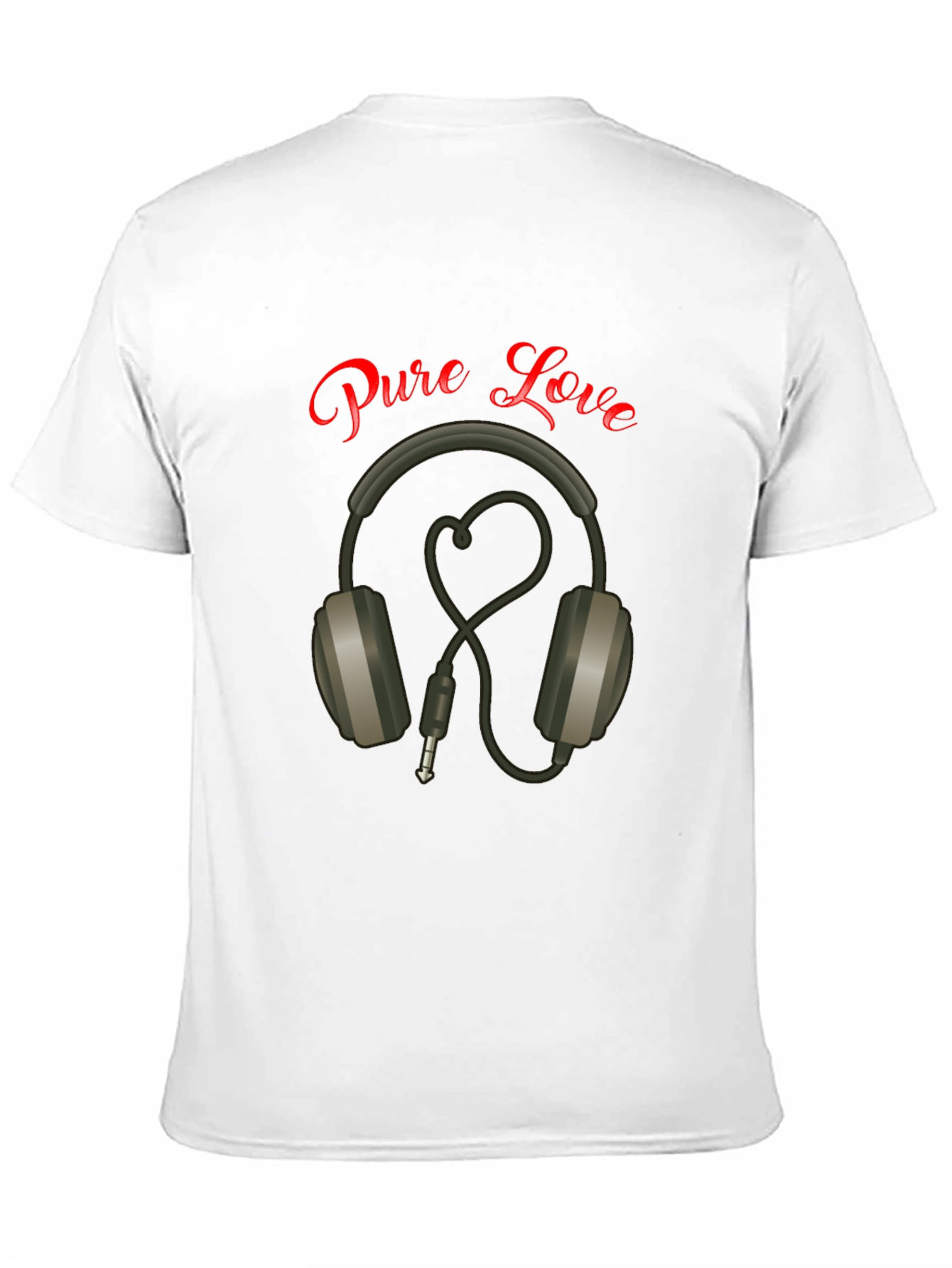 Black Pure Love Headphones Graphic Tee view 11