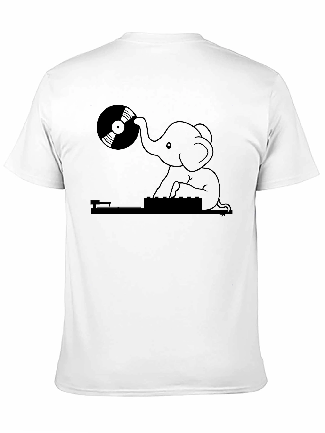 Black DJ Elephant Graphic Tee - Black Casual T-Shirt view 11