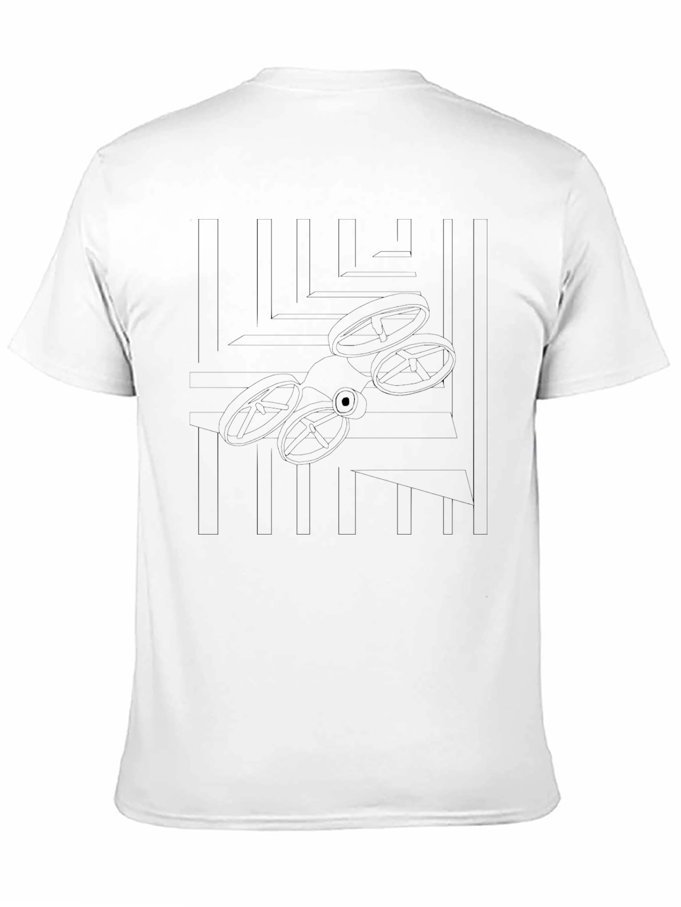 Black Geometric Drone Design Black T-Shirt view 11