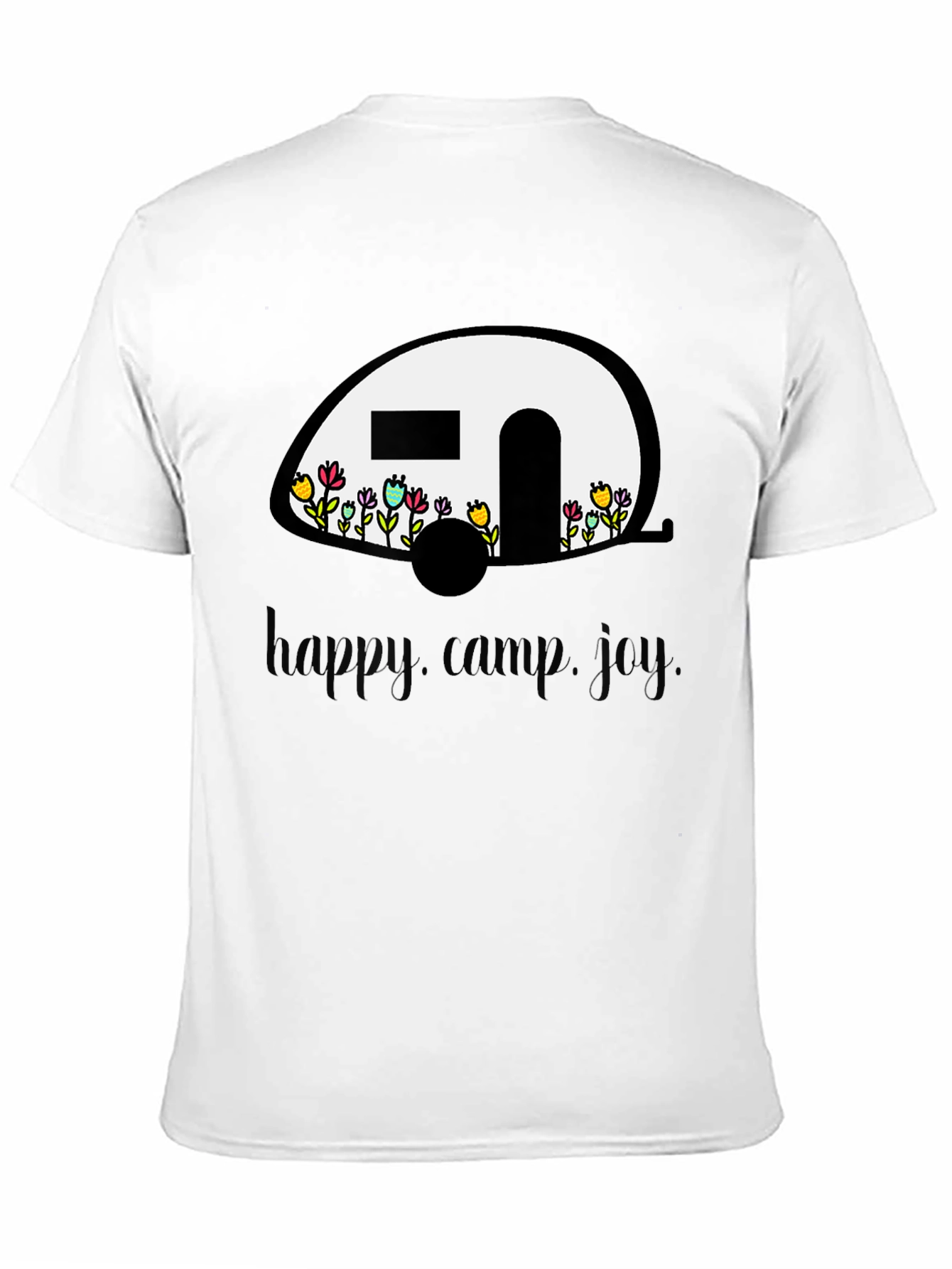 Black Happy Camper T-Shirt - Floral RV Design view 11