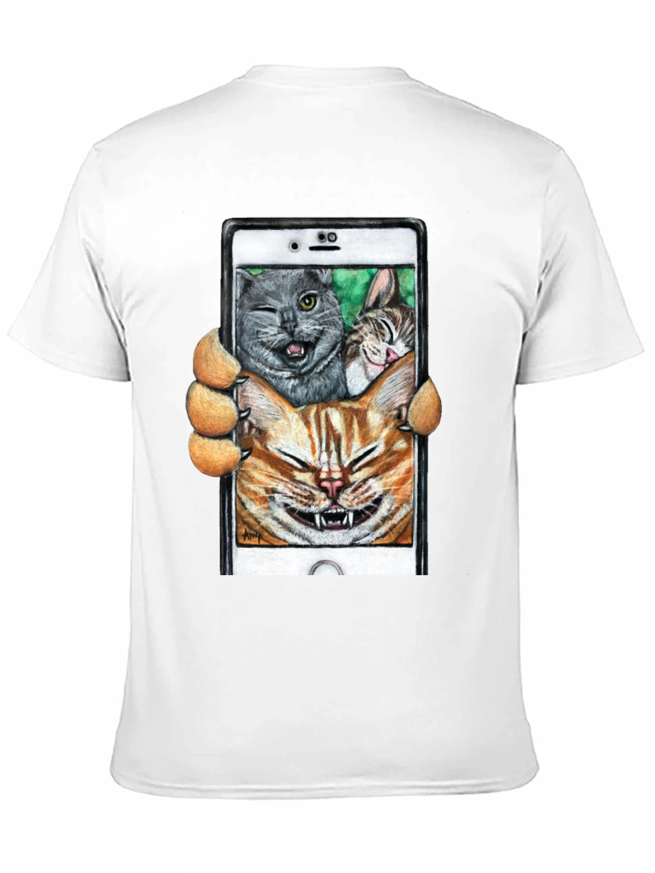Black Funny Cat Selfie T-Shirt view 11