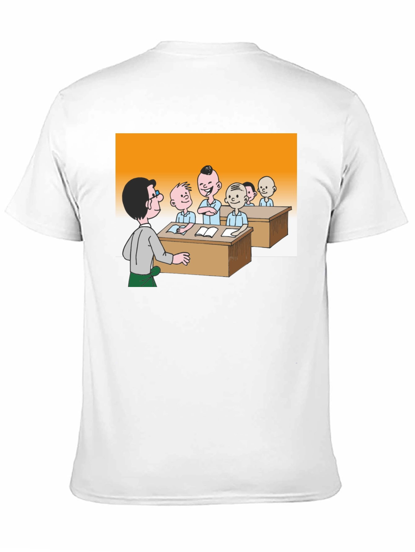 Cartoon Classroom Black T-Shirt - 11