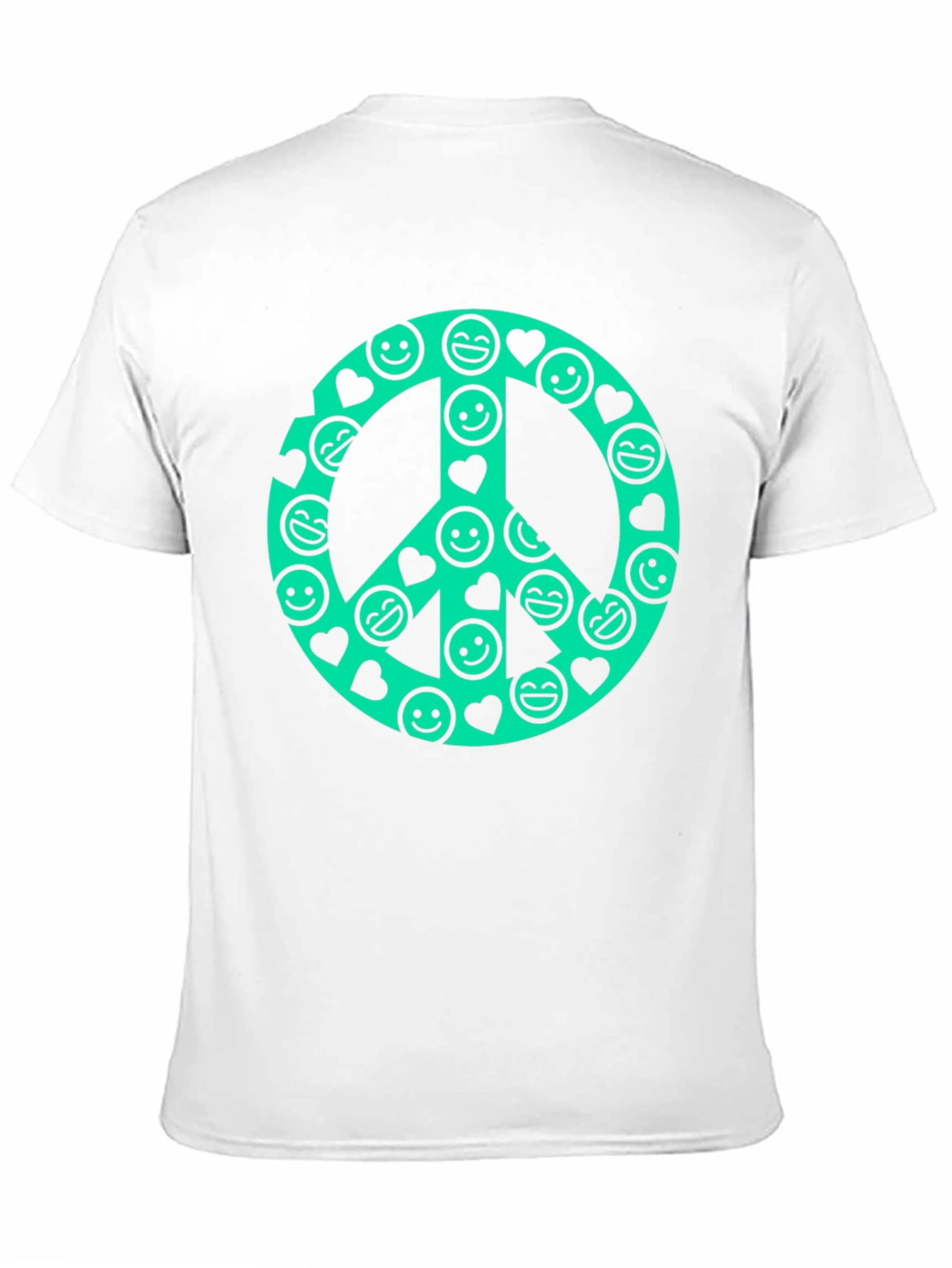 Black Peace Sign Smiley Face Graphic T-Shirt view 11