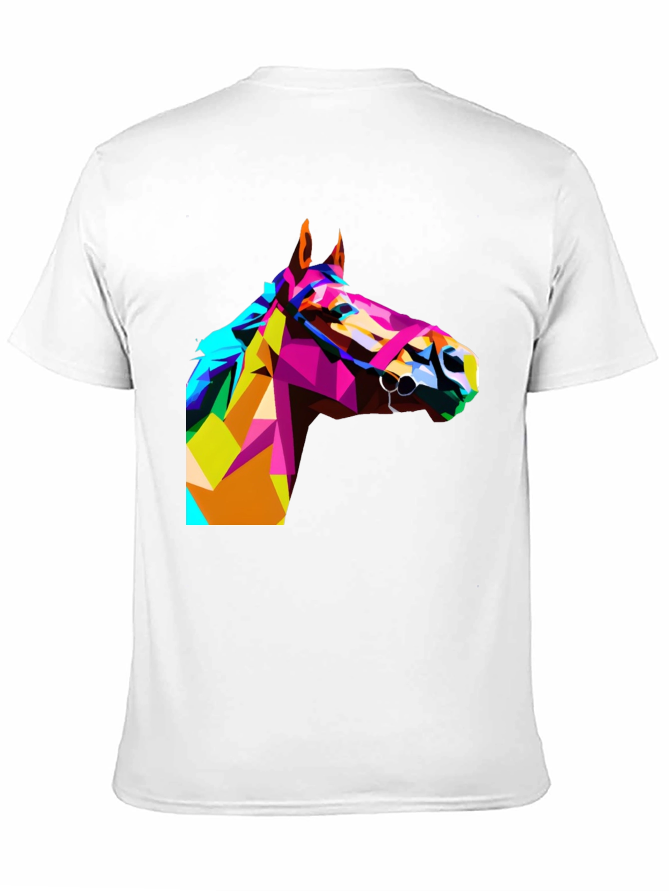 Black Geometric Horse Head Print Black T-Shirt view 11