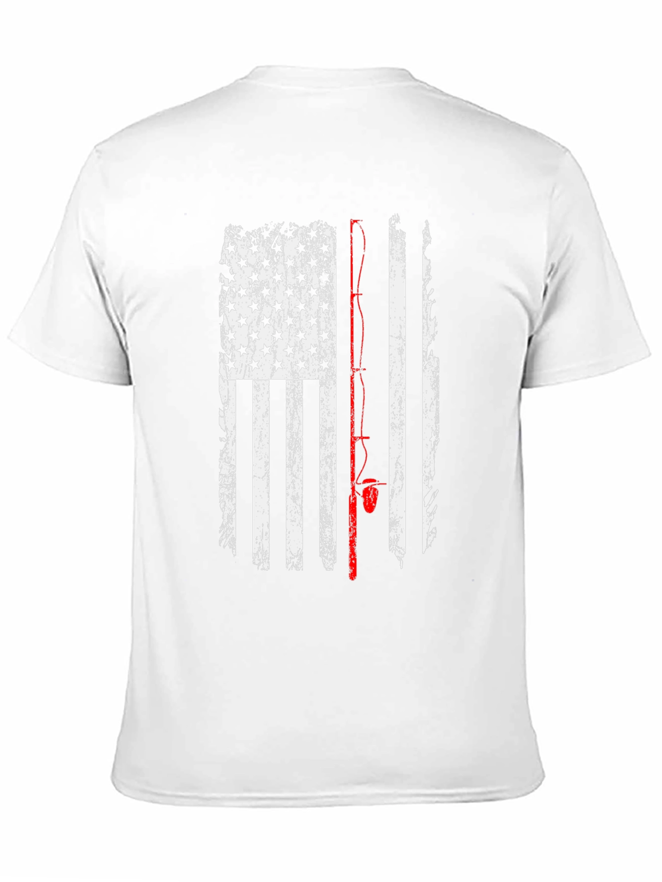 Black American Flag Fishing Rod T-Shirt - Patriotic Angler Tee view 11
