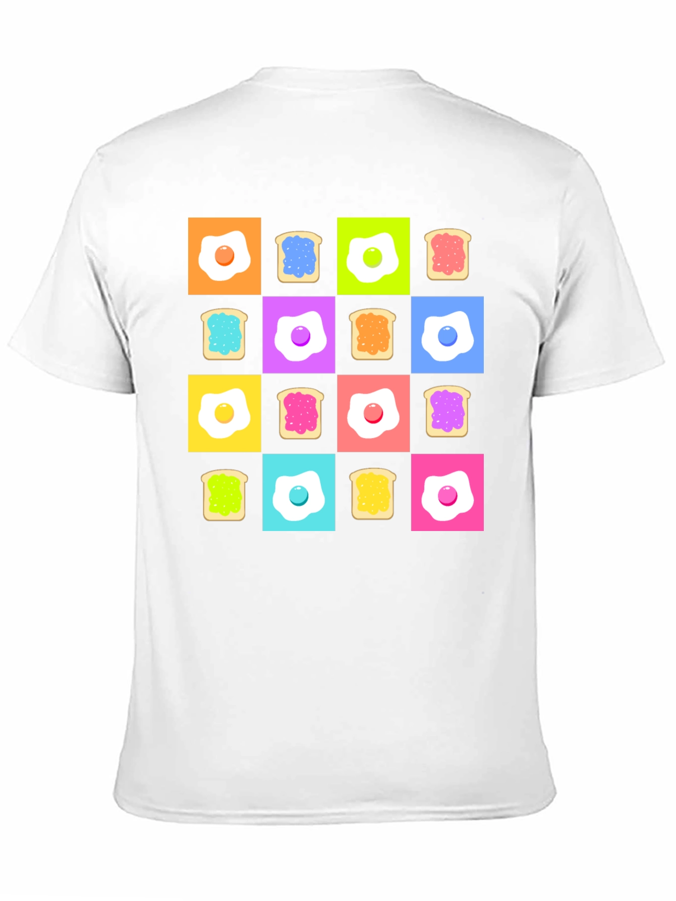 Black Funky Breakfast Pattern T-Shirt view 11