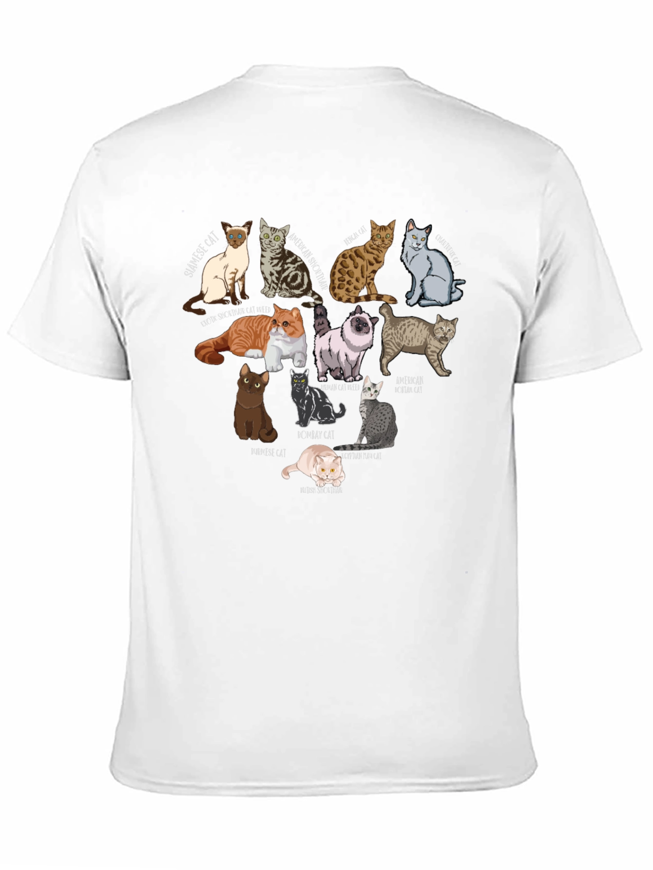 Black Cat Breeds Graphic T-Shirt - Unisex Black Tee view 11