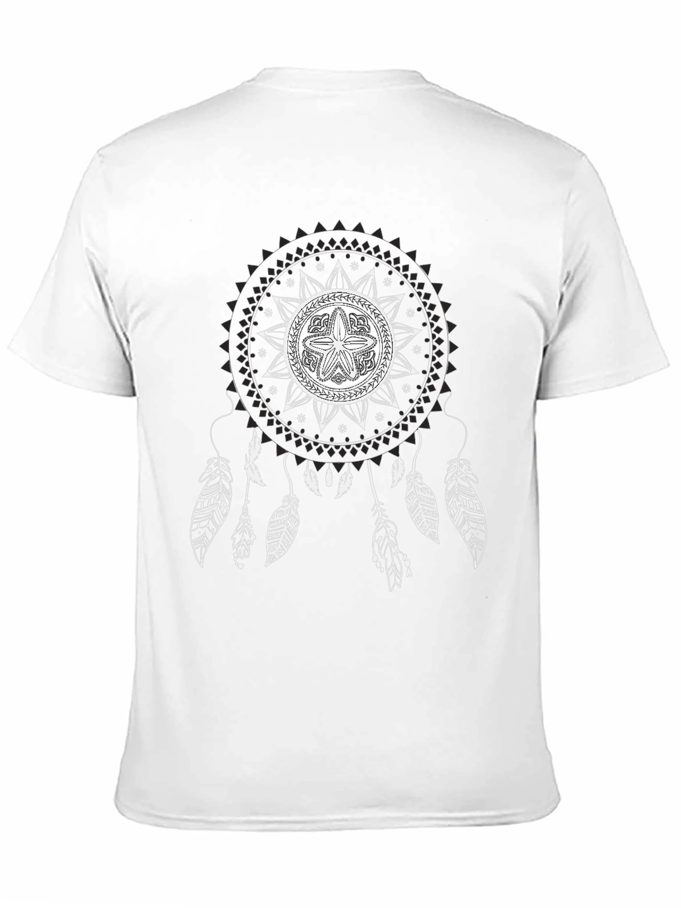 Black Black T-Shirt with Mandala Dreamcatcher Design view 11