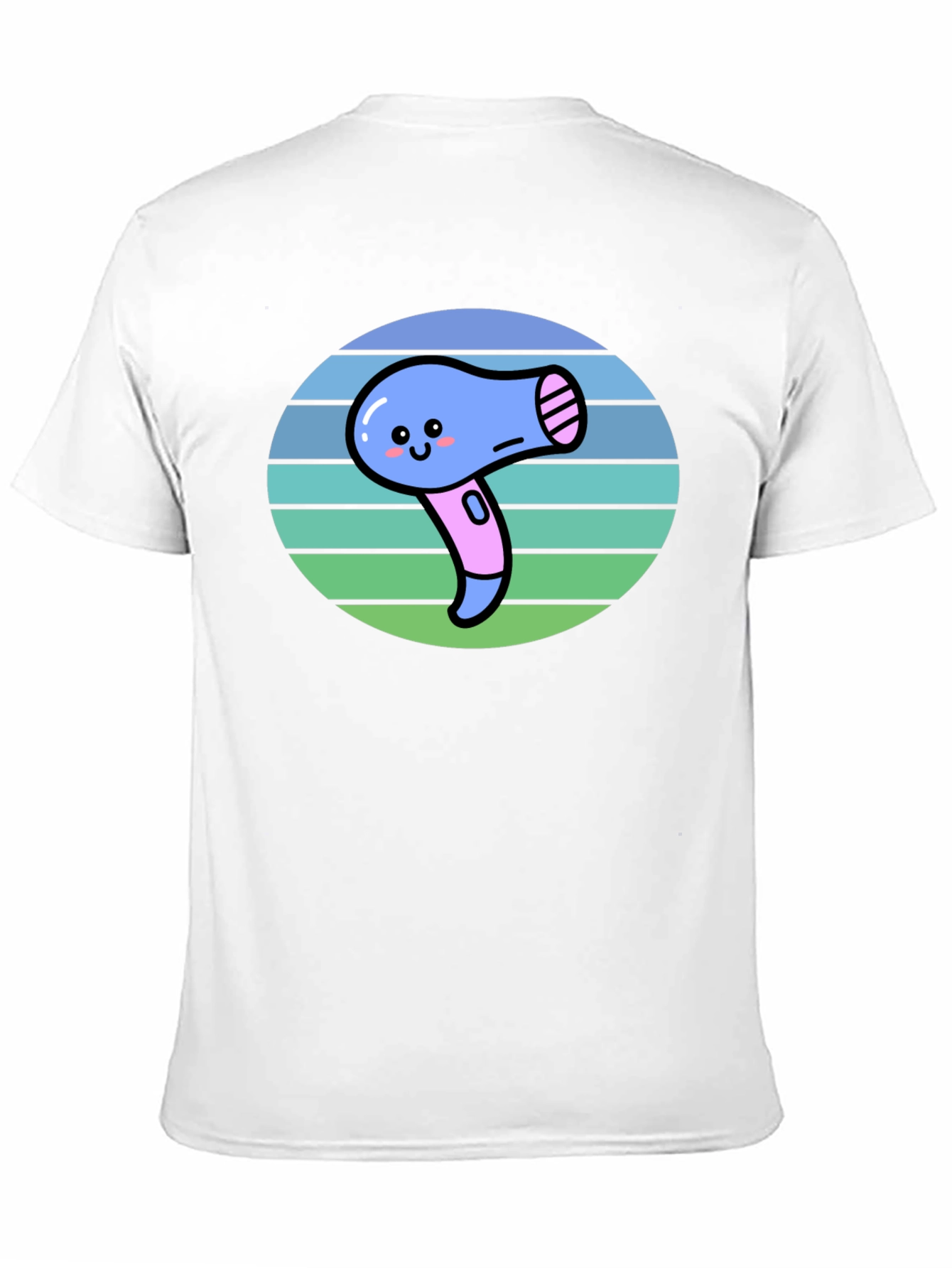 Black Cute Kawaii Hair Dryer Graphic Tee view 11