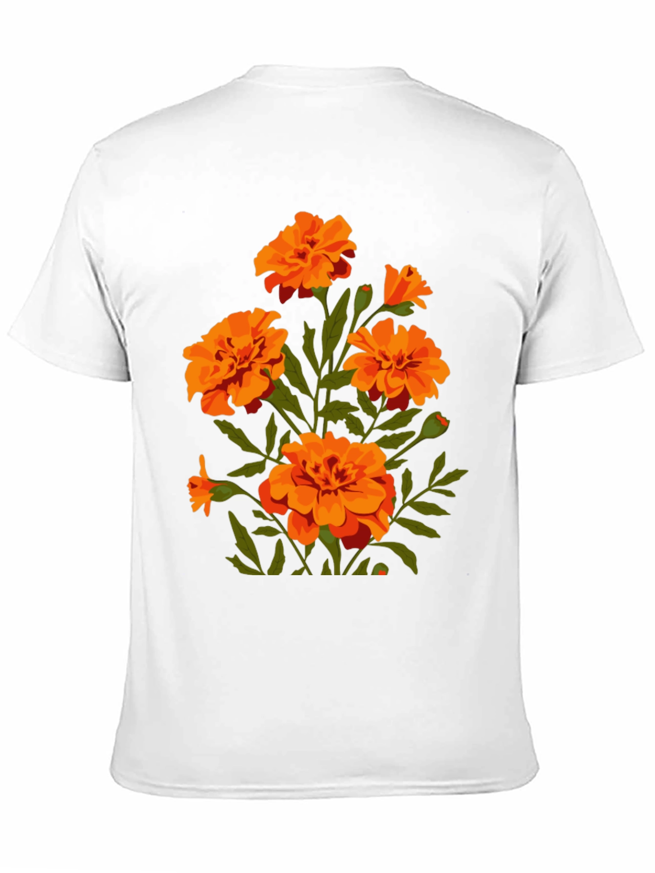 Black Black T-Shirt with Orange Flower Graphic Print view 11