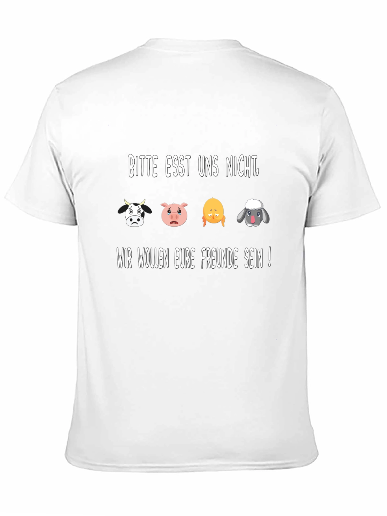 Black Vegan T-Shirt: Bitte Esst Uns Nicht - Animal Rights Tee view 11