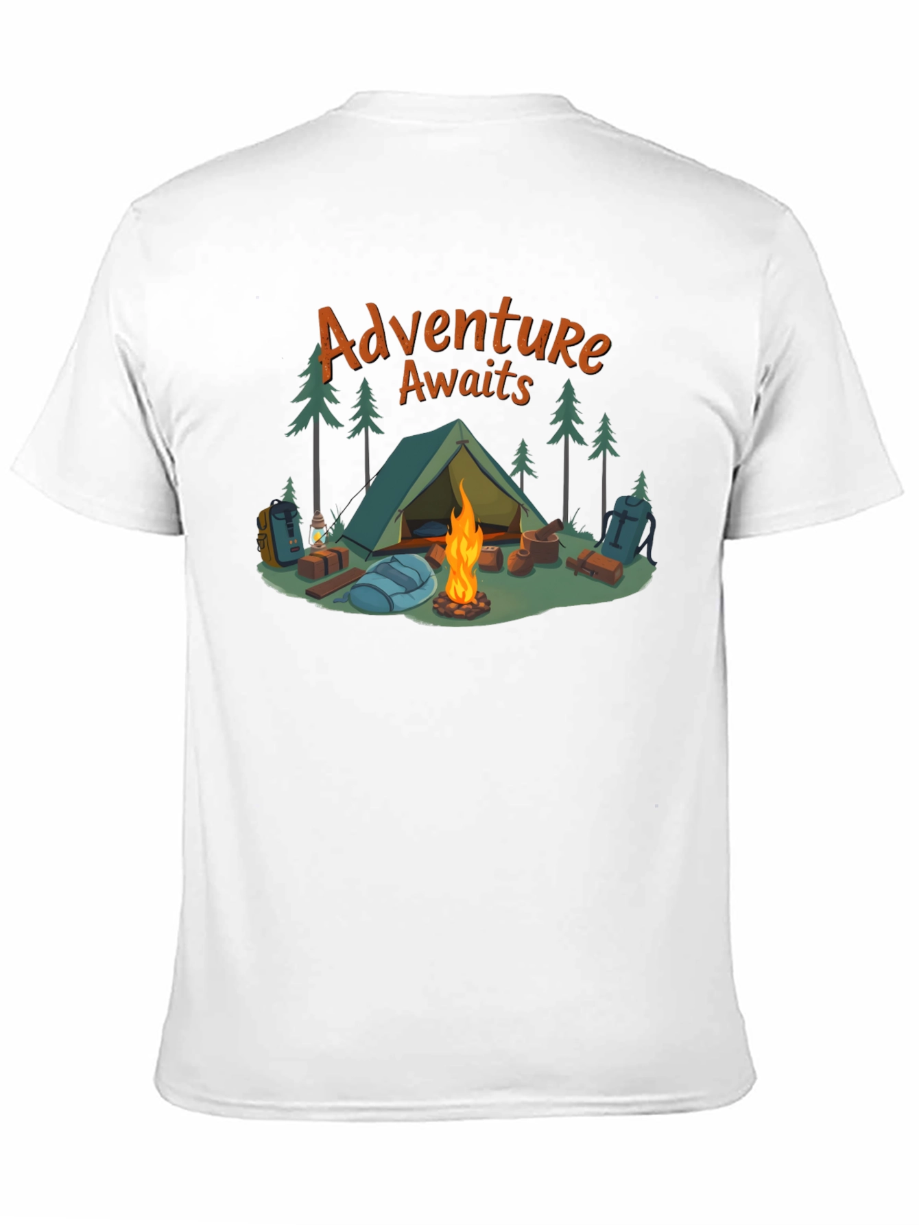 Black Adventure Awaits Graphic Tee - Camping Design view 11
