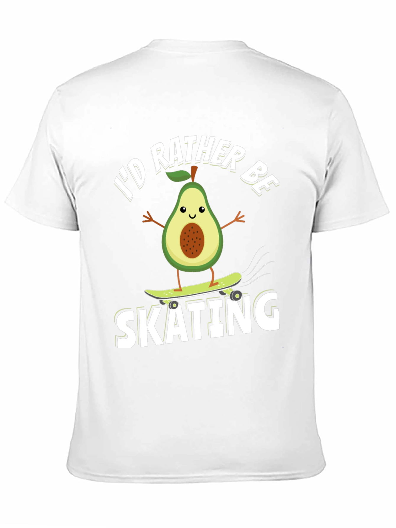 Black Avocado Skating T-Shirt - Funny Fruit Skateboarder Tee view 11