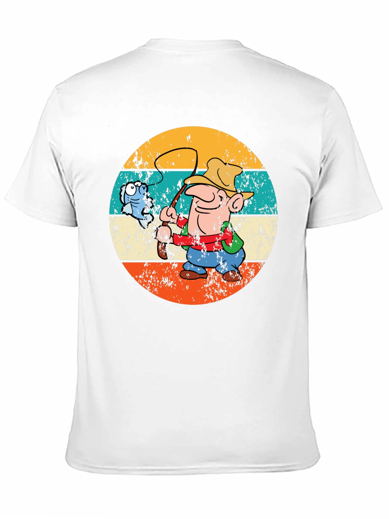 Black Retro Fishing Cartoon T-Shirt view 11