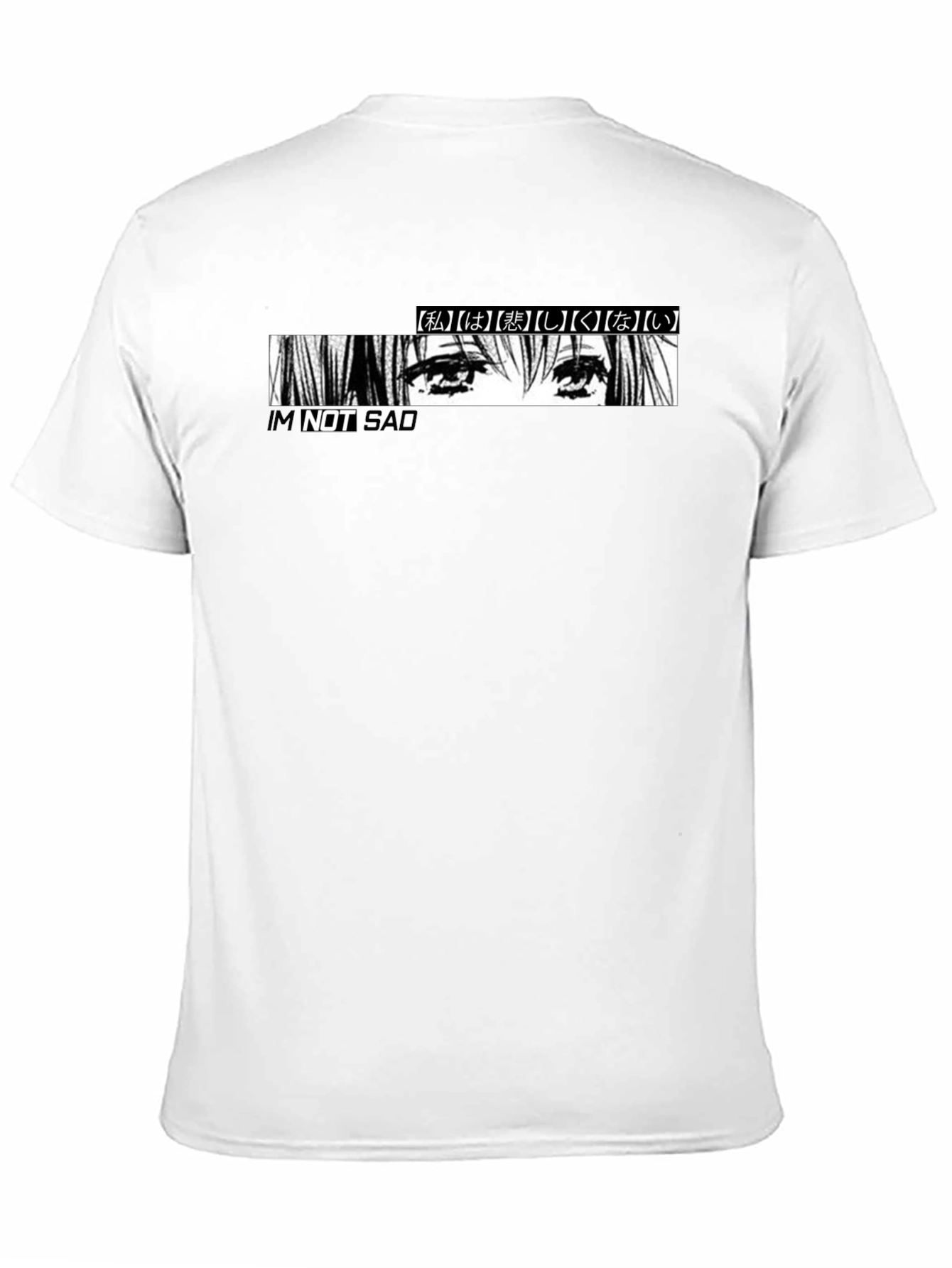 Black Anime Graphic Tee - I'm Not Sad - Unisex Black T-Shirt view 11