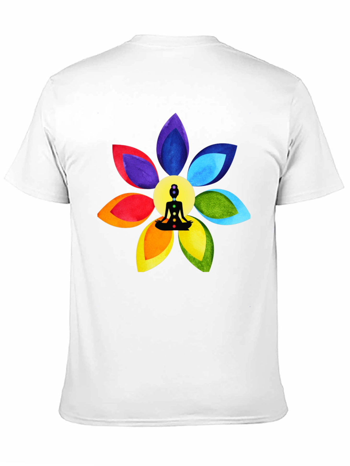 Black Chakra Flower Meditation T-Shirt - Spiritual Design view 11