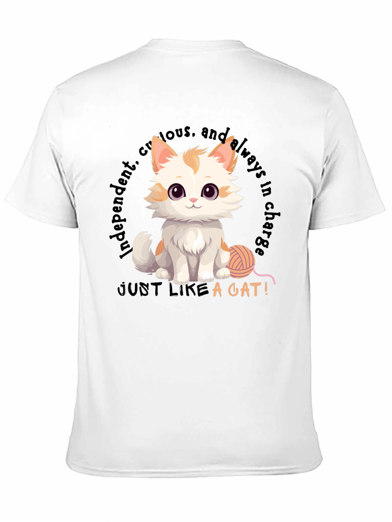 Black Cute Cat T-Shirt - Independent & Curious Design view 11