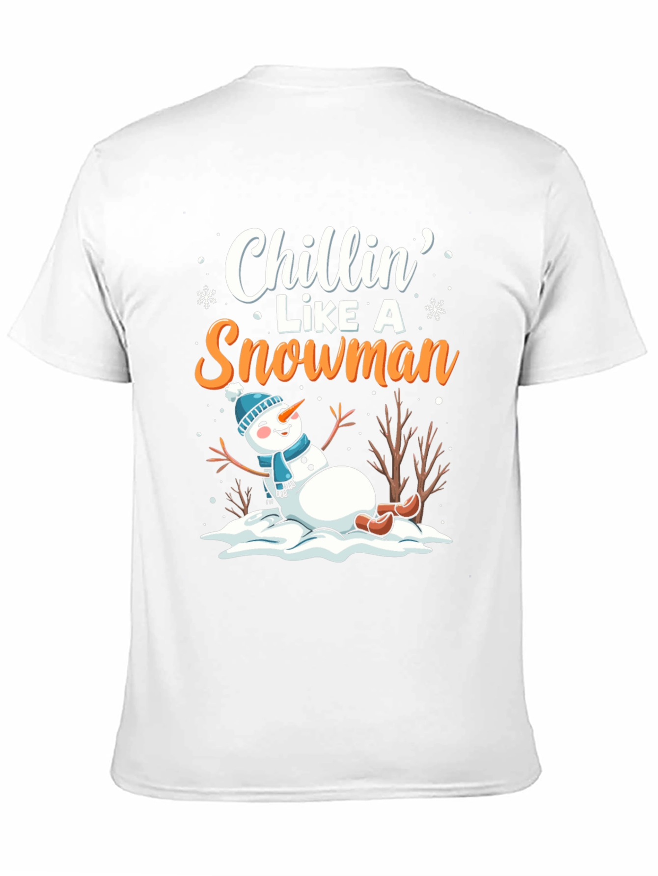 Black Chillin' Like a Snowman T-Shirt view 11