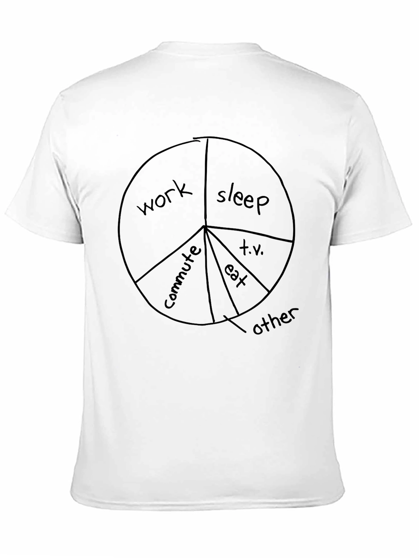 Black Work Sleep Life Pie Chart Graphic T-Shirt view 11