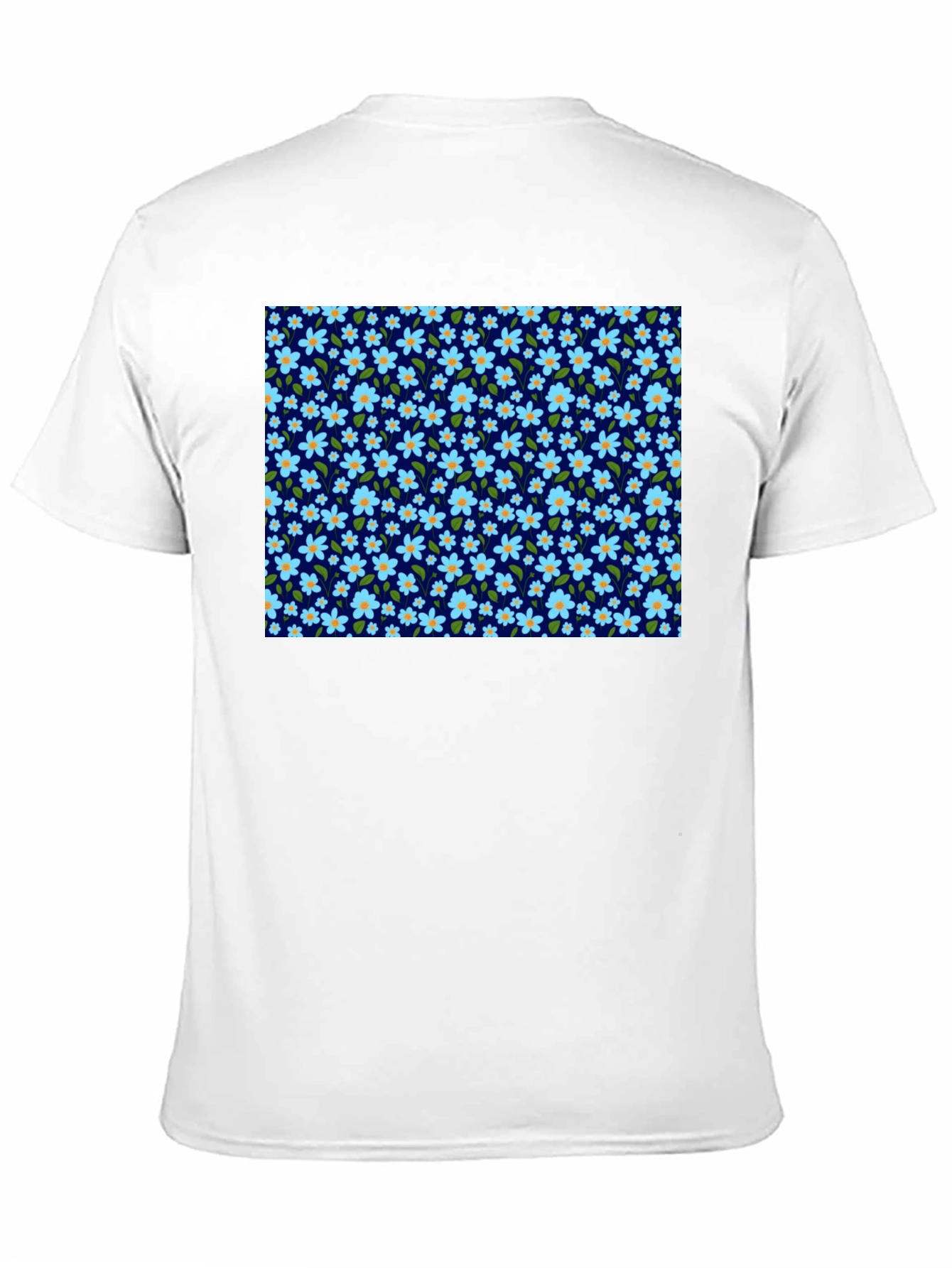 Black Floral Print Men's Black T-Shirt view 11