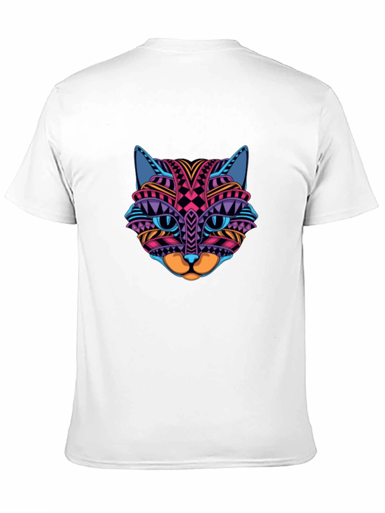 Black Colorful Cat Face Graphic Print Black T-Shirt view 11
