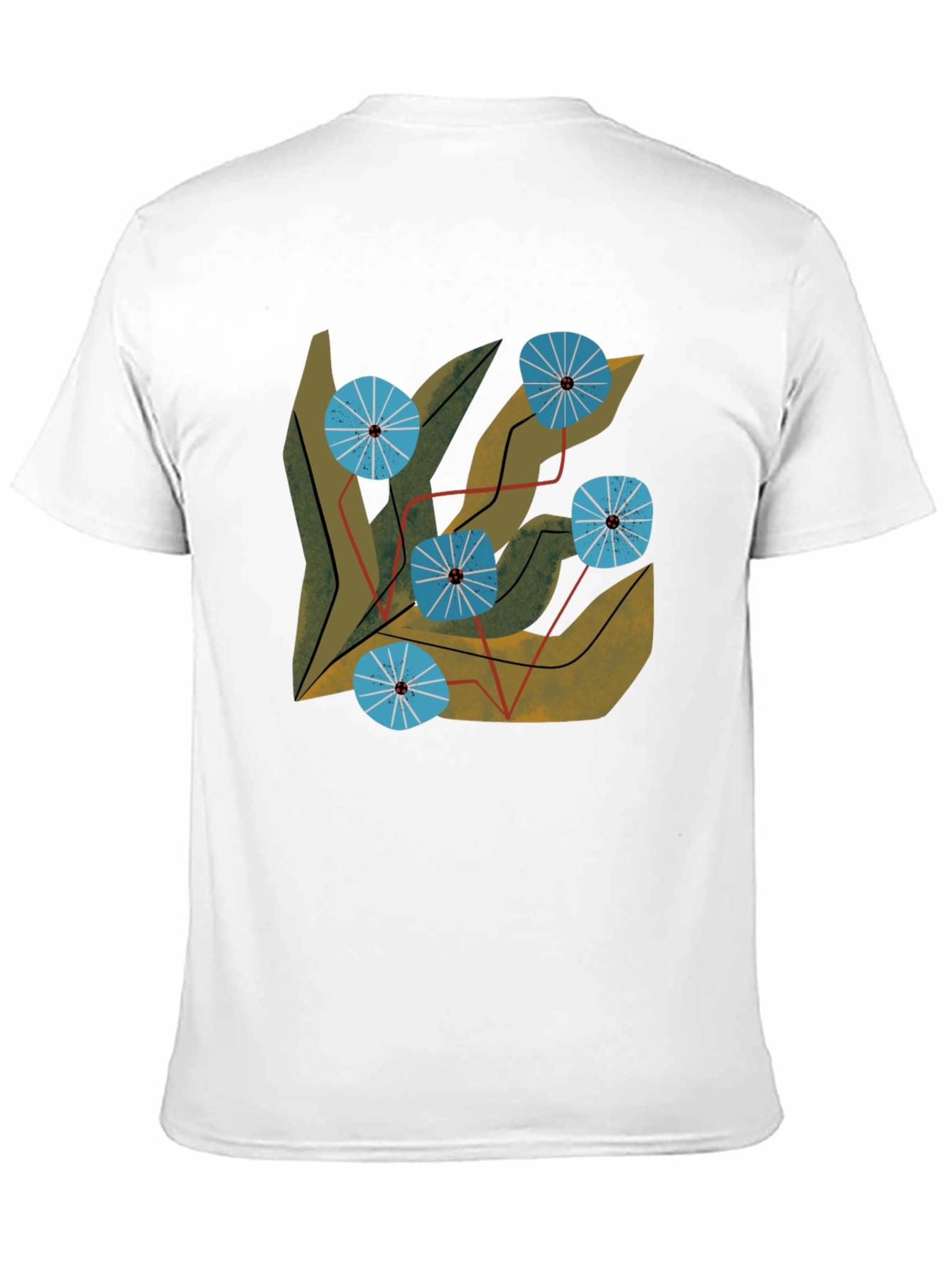 Black Abstract Floral Graphic Tee - Modern Art Shirt view 11