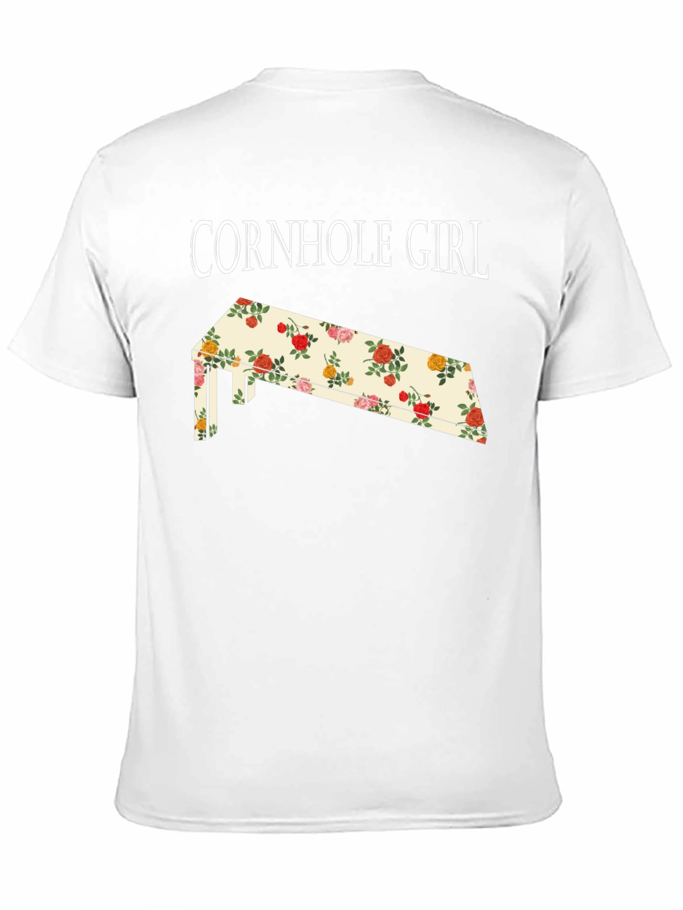 Black Cornhole Girl Floral Board T-Shirt view 11