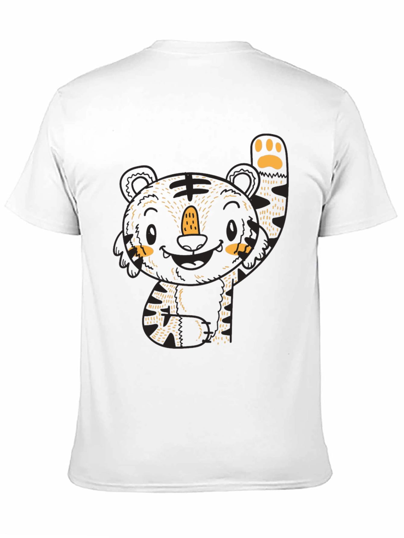 Black Cute Tiger Graphic Black Tee view 11