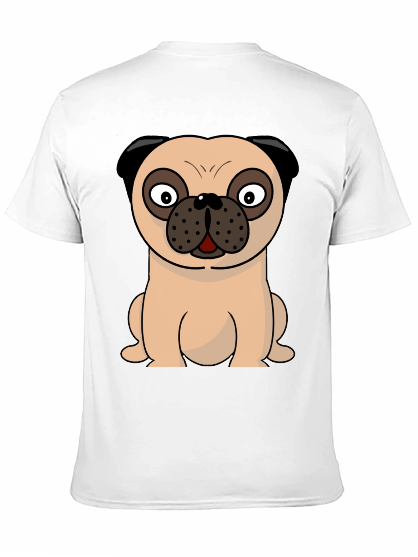 Black Cartoon Pug Graphic Tee - Men's Black T-Shirt view 11