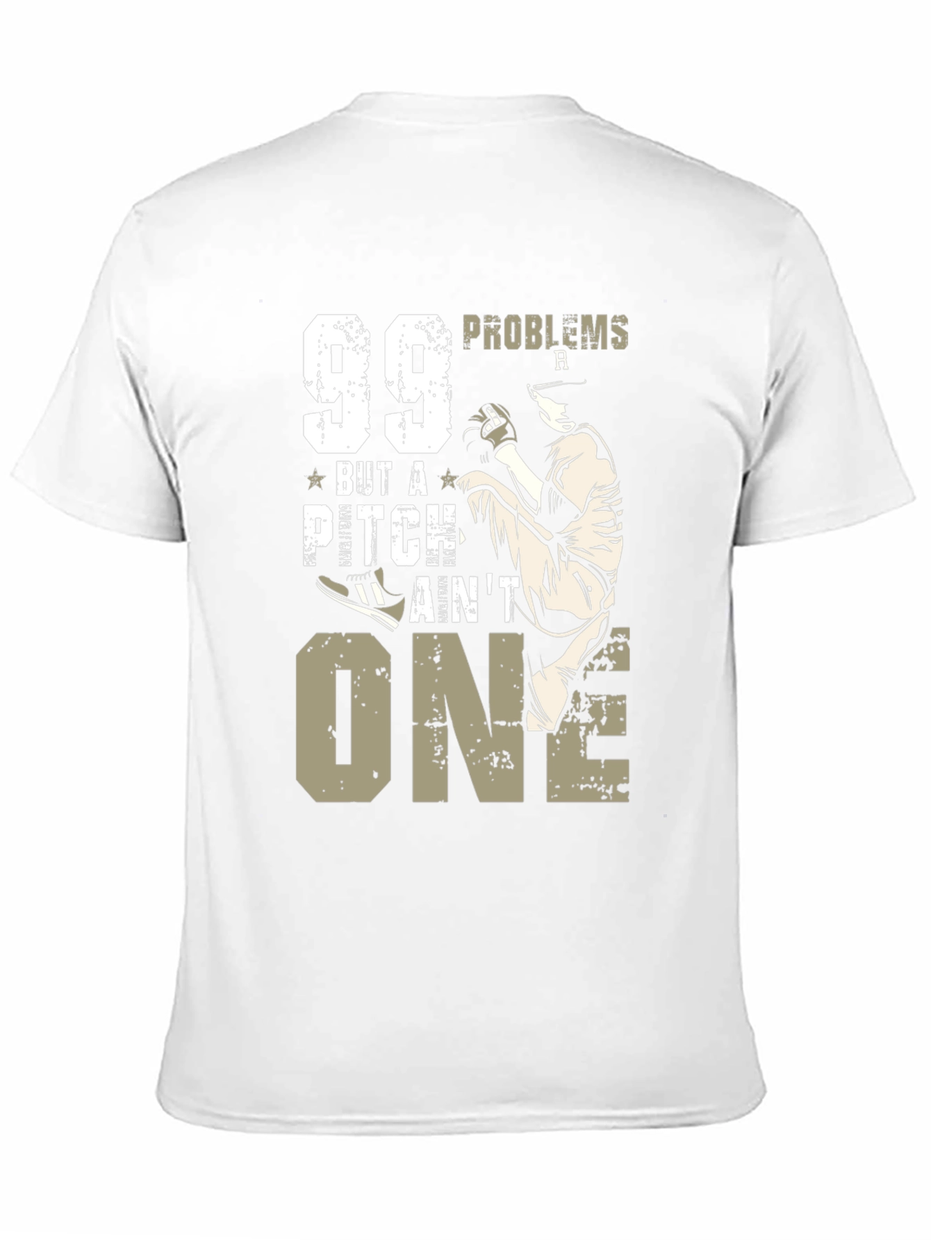 Black 99 Problems But A Pitch Ain't One Baseball T-Shirt view 11