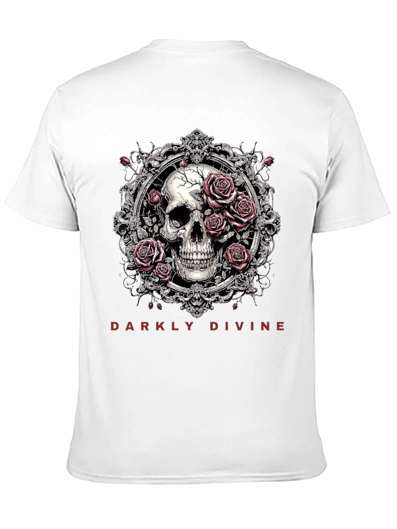 Black Darkly Divine Skull & Roses Graphic T-Shirt view 11