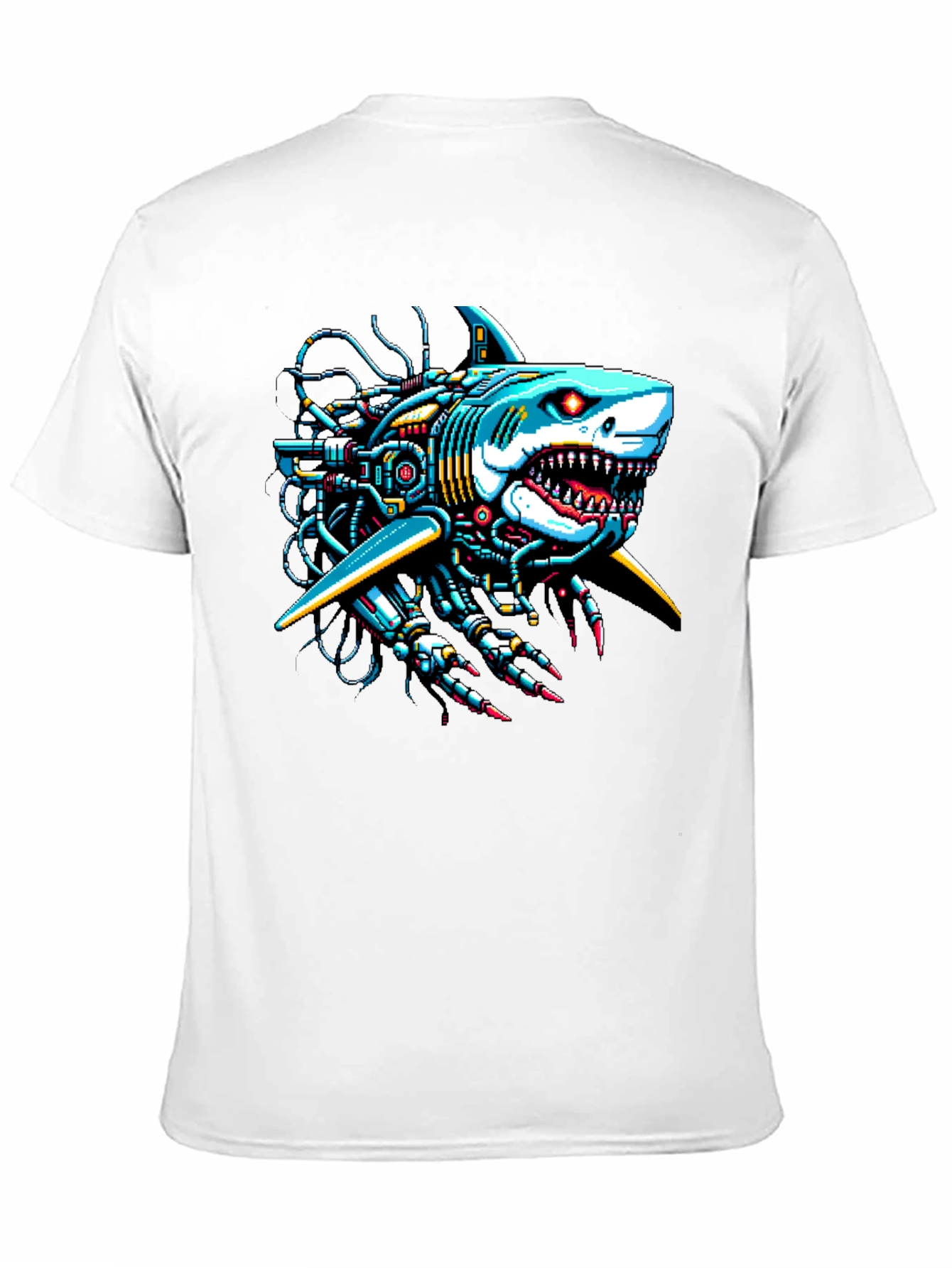Black Cyberpunk Shark Graphic Tee - Unique & Bold Design view 11