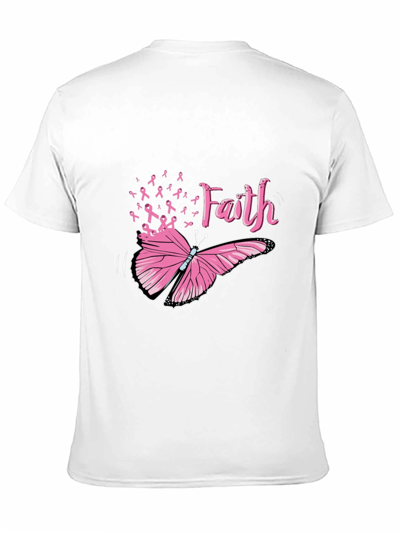 Black Faith Butterfly Breast Cancer Awareness Tee view 11