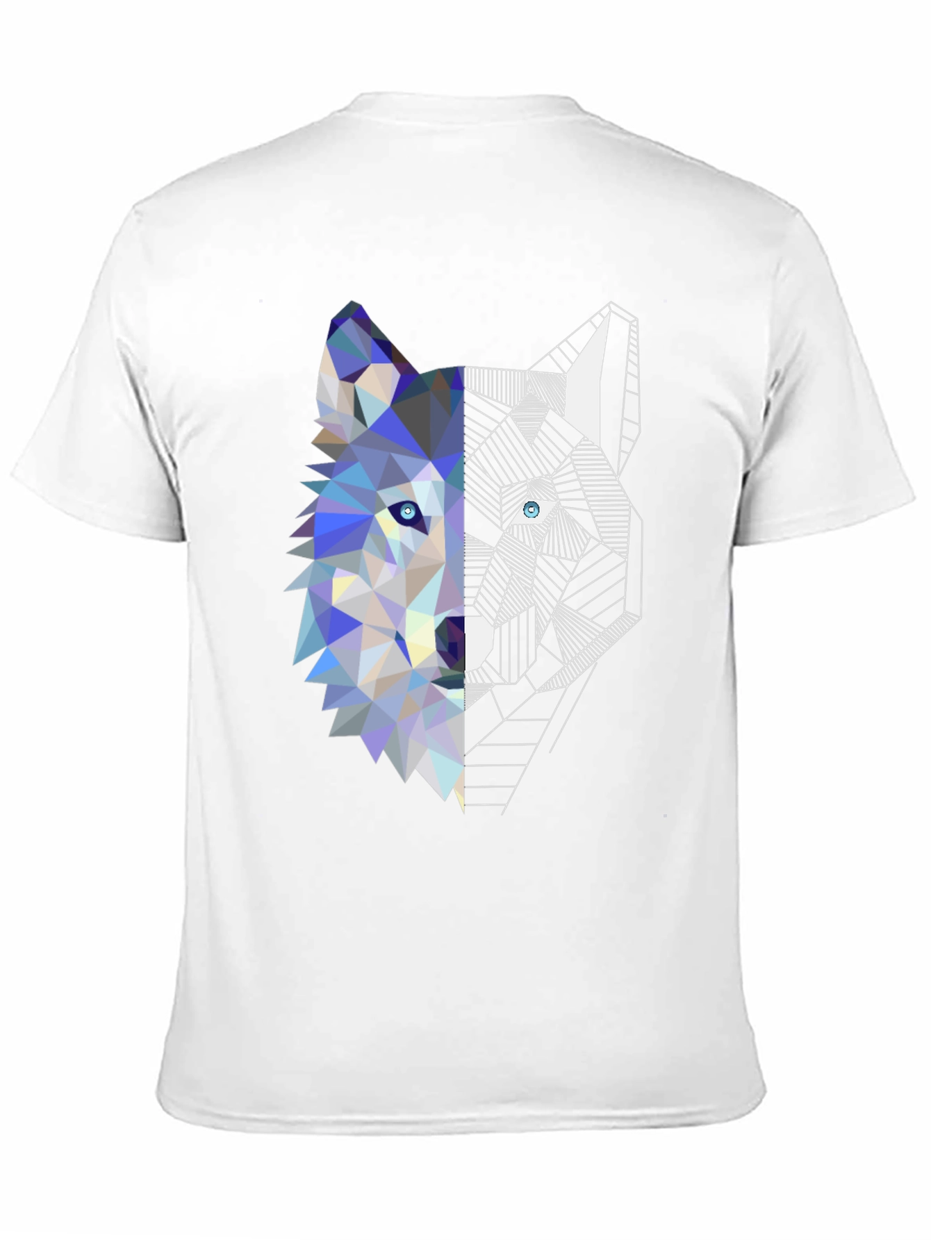 Black Geometric Wolf Graphic Tee - Modern Art Shirt view 11